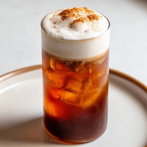 Iced Chai Tea with Cold Foam, a creamy delight, layered beautifully over spiced tea, ready to sip.