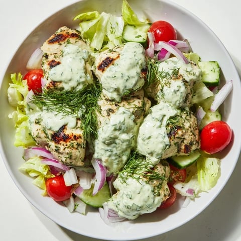 Creamy Avocado Ranch Chicken Salad, a vibrant salad with fresh herbs and tender chicken.