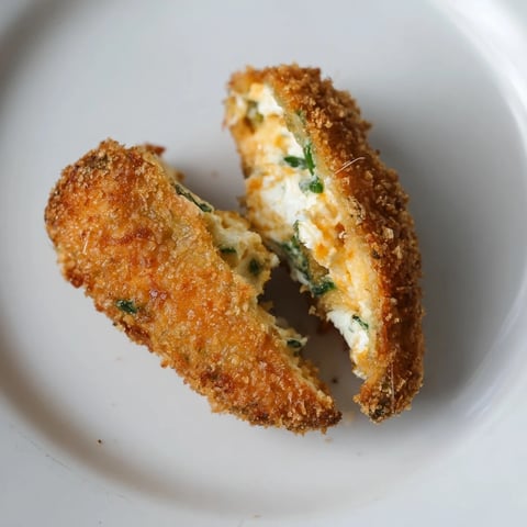 Golden, crispy air fryer jalapeño poppers filled with creamy cheese and topped with golden breadcrumbs.