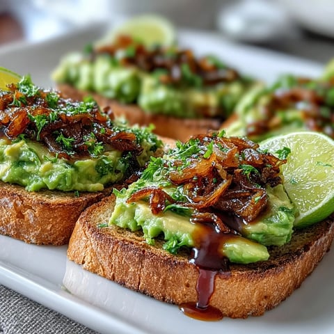 Golden-brown sourdough toast is generously spread with creamy mashed avocado, finished with a drizzle of vibrant chilli-lime dressing and crispy shallots.