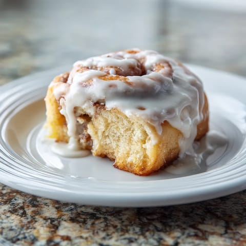 A glazed donut on a white plate.