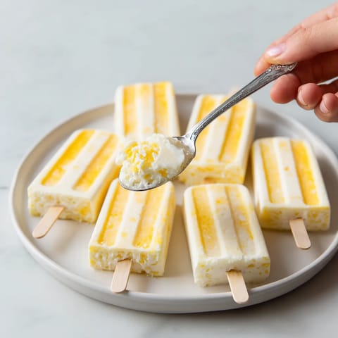 A spoon is scooping up a yellow and white dessert.