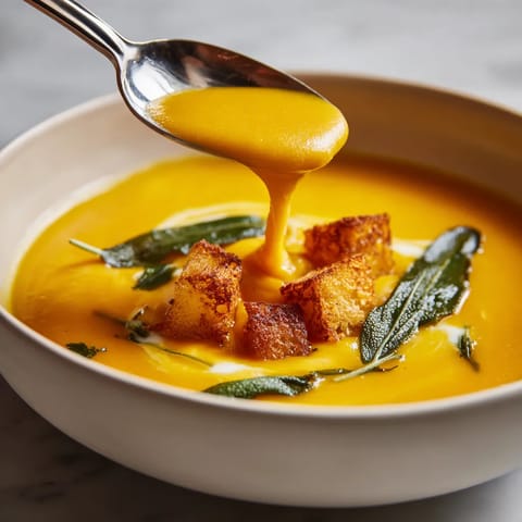 A spoon is in a bowl of soup.