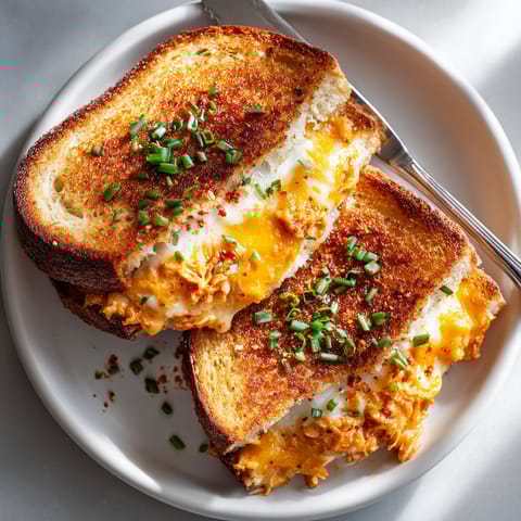 A plate of food with two pieces of toast and cheese.