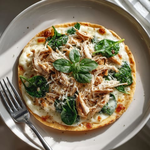 A plate of food with chicken and spinach.