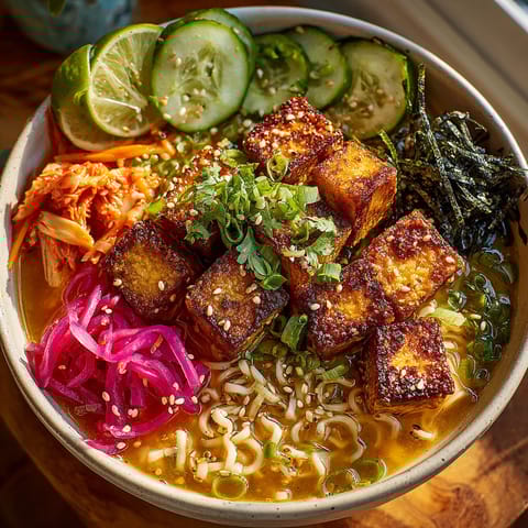 A bowl of food with noodles, vegetables, and meat.
