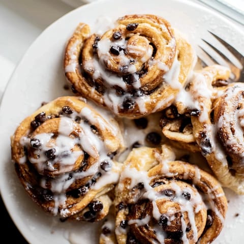 Close-up of freshly baked Protein Cookie Dough Sweet Rolls, ready for a protein-packed brunch.