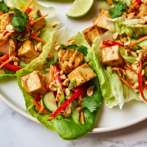 Thai Peanut Tofu Lettuce Wraps