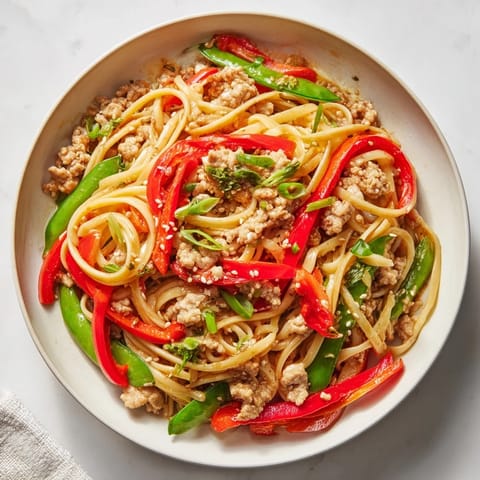 Sesame Hoisin Ground Chicken Pasta