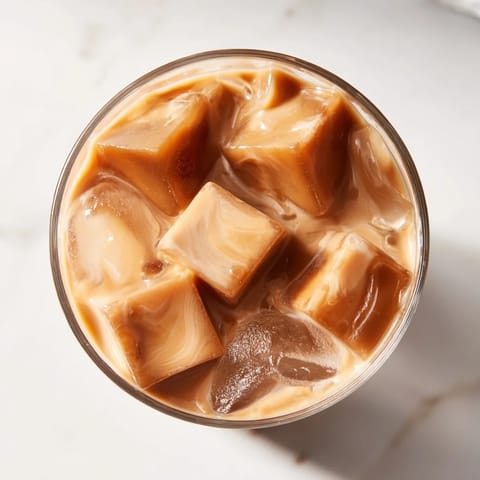 Cool, refreshing glass of Coffee Jelly Drink, a sweet coffee treat perfect for warm days.