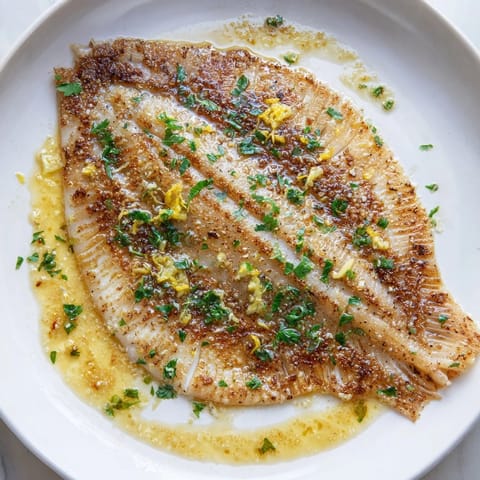 Flounder meunière fillets served with lemon wedges and parsley, showcasing a crispy golden crust and nutty browned butter sauce.