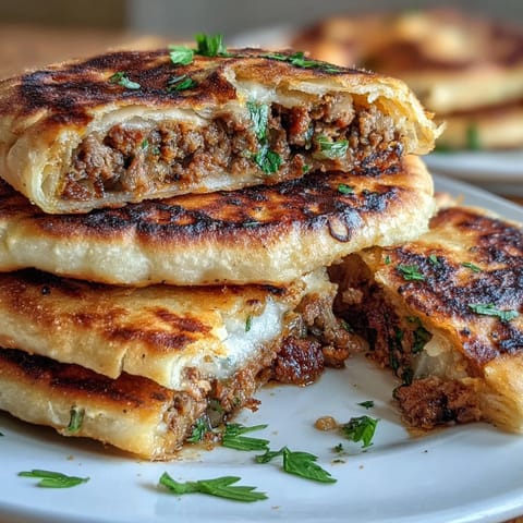 Golden, crispy pita pockets stuffed with fragrant spiced ground meat—Arayes are a Lebanese classic.  