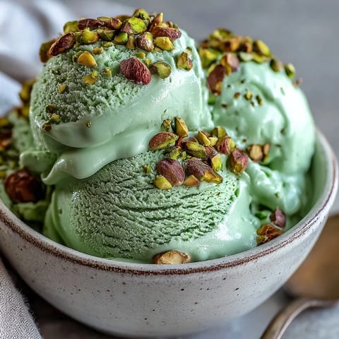 A scoop of rich Pistachio Gelato served with an espresso shot for an Italian affogato.
