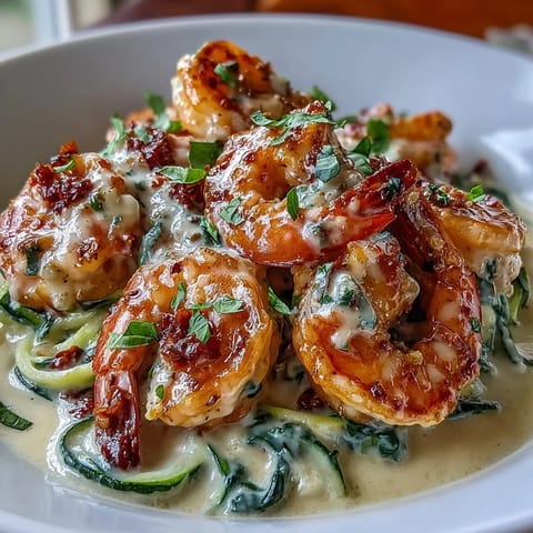 Keto Creamy Garlic Tuscan Shrimp #1349