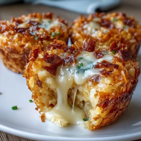 Funeral Potatoes Muffin Cups with creamy potatoes, cheese, and a crunchy cornflake topping, perfect for brunch or potlucks.