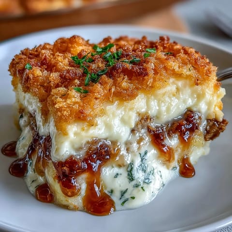 Creamy funeral potatoes shepherd's pie mash-up with golden cornflake topping and cheesy mashed potatoes in a hearty beef casserole.