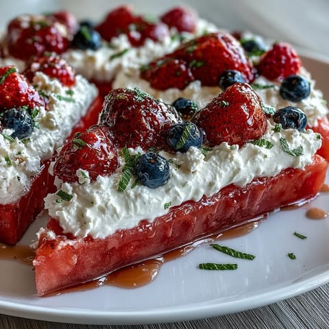 Beautifully decorated Watermelon Pizza, a refreshing summer dessert perfect for parties.