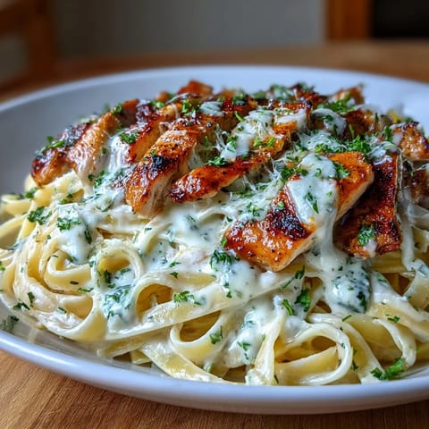 Hearty Pumpkin Alfredo Chicken Pasta, rich with autumn flavors and al dente fettuccine.
