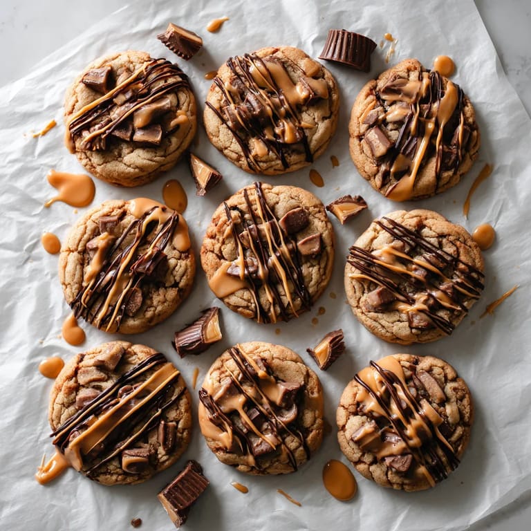 Cookies with chocolate and caramel drizzle.
