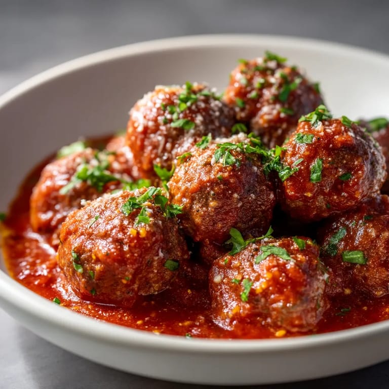 A bowl of meatballs in a tomato sauce.