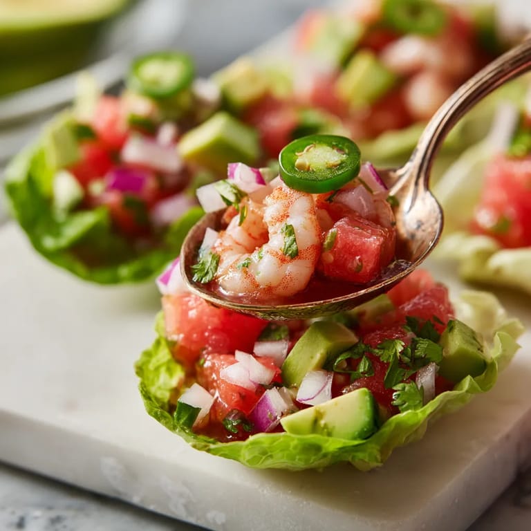 A spoonful of shrimp salad.