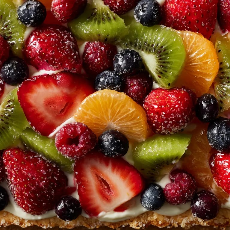 A fruit salad with strawberries, kiwi, oranges, and blueberries.