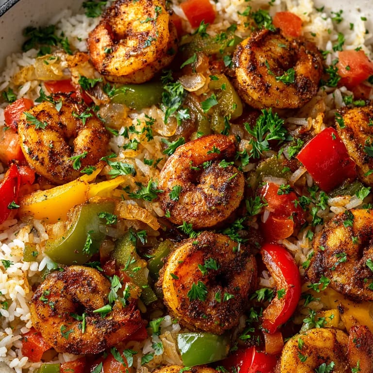 A plate of shrimp and rice.