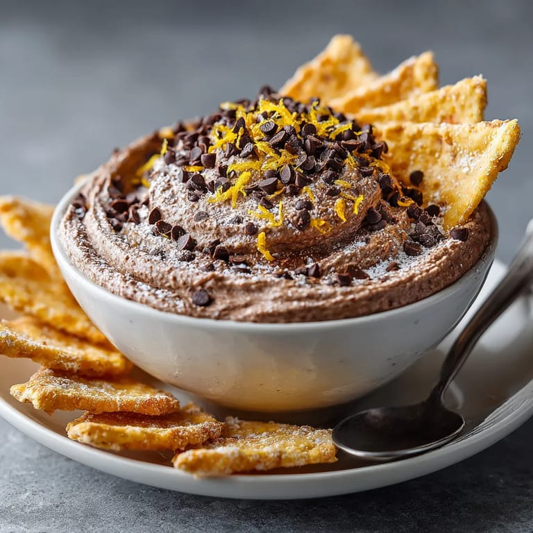 A bowl of chocolate ice cream with chocolate chips and orange slices.