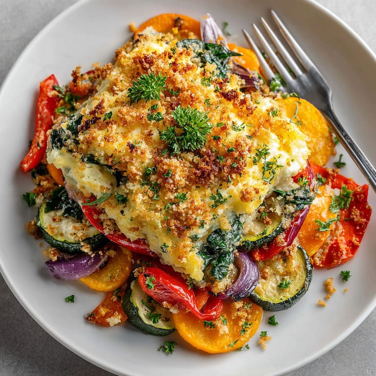A plate of food with a fork on it.