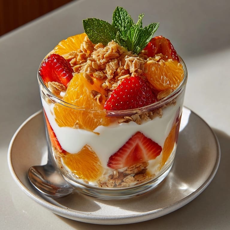 Refreshing Sunrise Citrus &amp; Strawberry Parfait Bowls served in glass bowls, vibrant colors and textures.