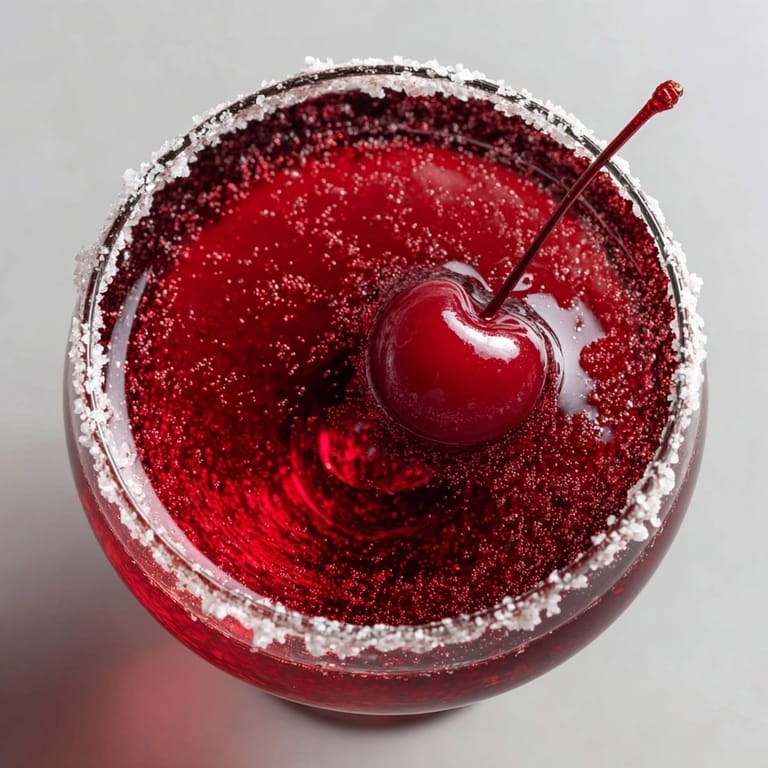 Refreshing, chilled Vampire Kiss Martini with raspberry and cranberry flavors; serve immediately.