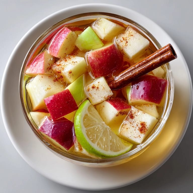 Bright image of a fall Caramel Apple Sangria: fruity, boozy, and caramel-infused.