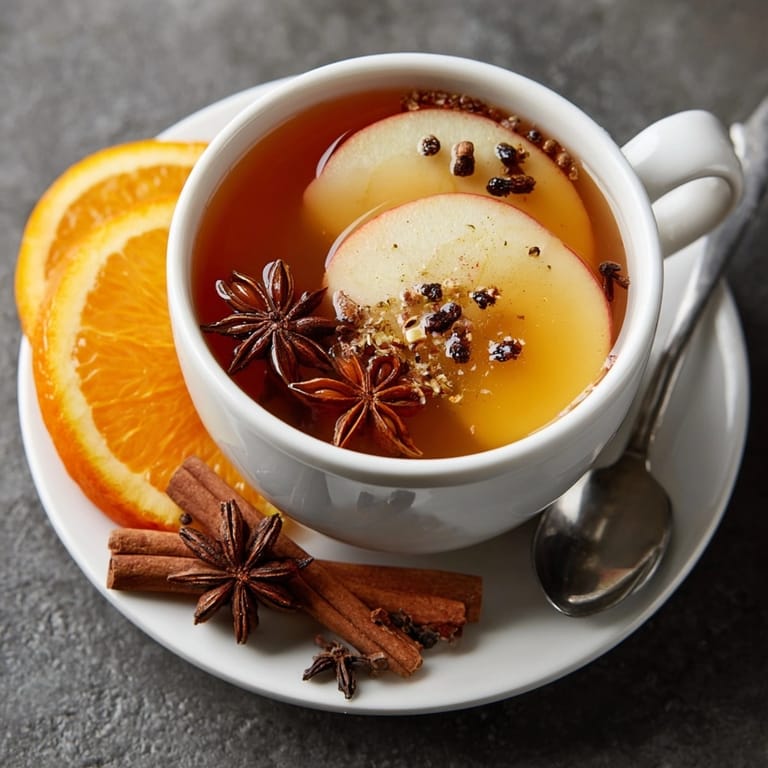 Homemade Spiced Apple Cider Punch served warm with fruit—a vibrant, flavorful drink.