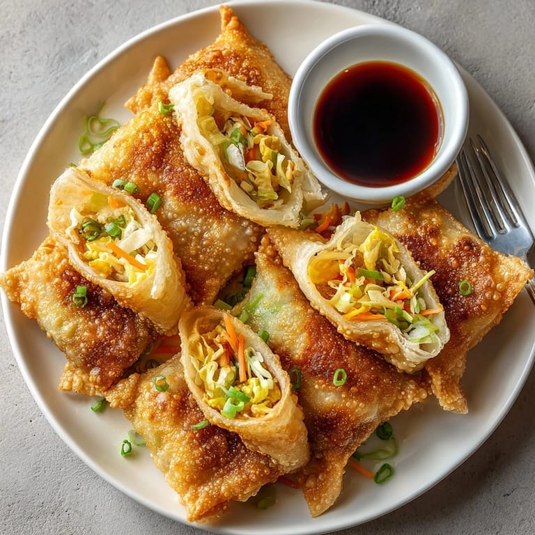 Vegan crispy rice paper dumplings on a plate, ready to be served as a delicious appetizer.