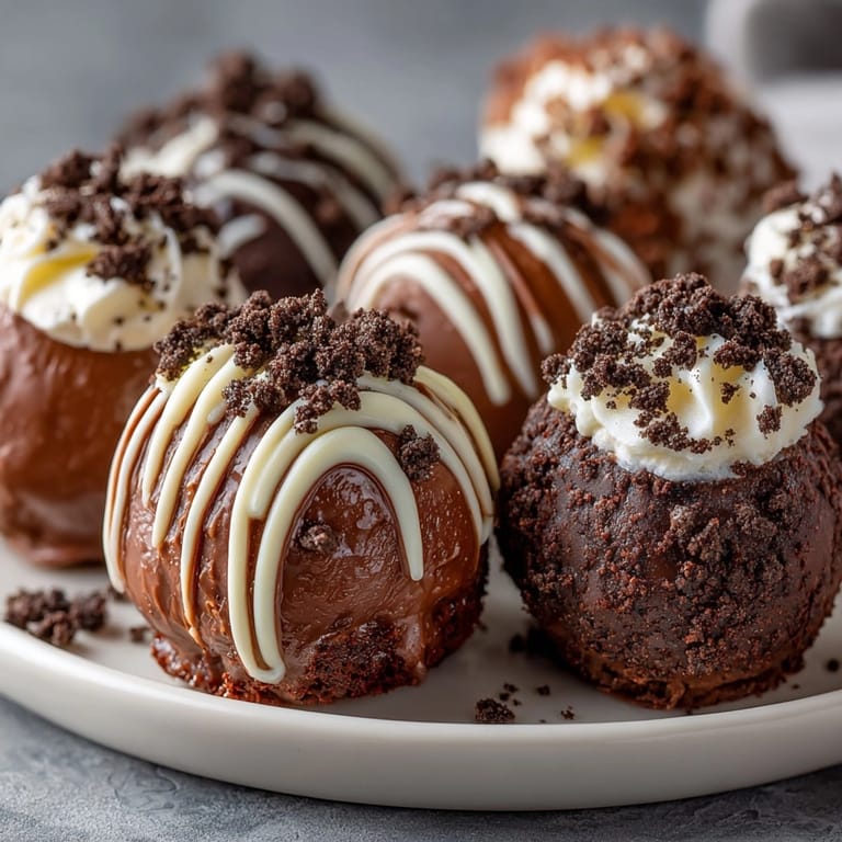 Close-up of rich No-Bake Oreo Truffles cooling, a simple, satisfying dessert.