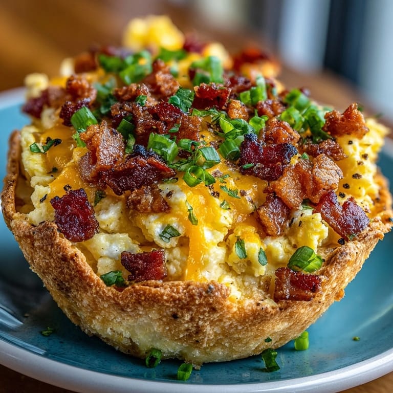 Easy cheesy Crunchy Tortilla Breakfast Cups recipe for a quick, delicious morning meal.