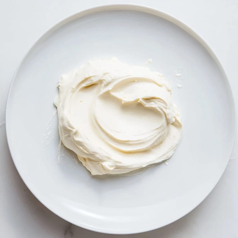 A luscious bowl of mascarpone cheese drizzled with honey, garnished with mint leaves.  