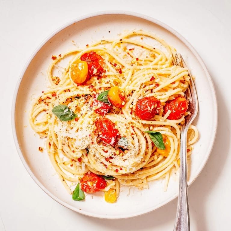 Simple yet delicious: Perfectly cooked Lazy-Girl Pasta, served with a sprinkle of Parmesan cheese.