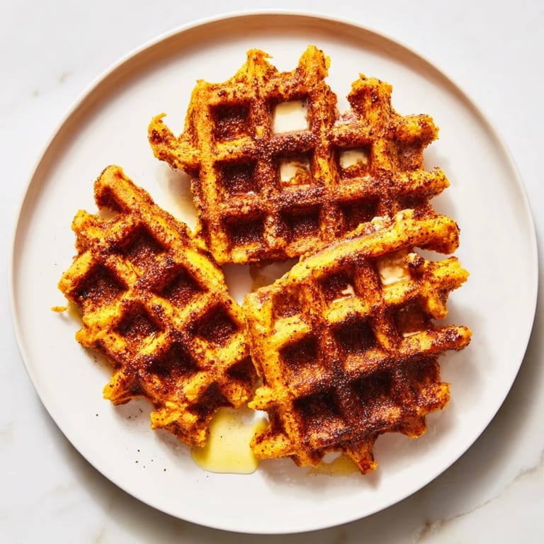 Imagine the aroma: a stack of warm, homemade Sweet Potato Waffle Hack ready for brunch enjoyment.