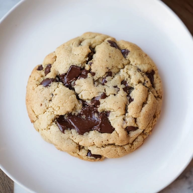 Golden-brown chewy protein chocolate chip cookies, stacked high, perfect for a protein-packed snack.