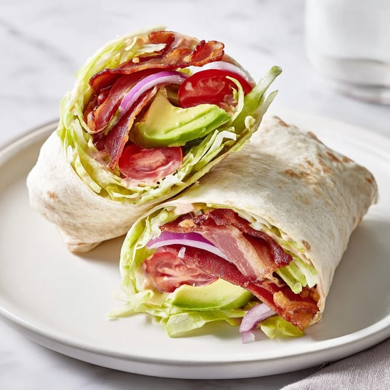 These Zesty BLT Wraps with chipotle mayo showcase a colorful wrap with layered ingredients, ready to eat!