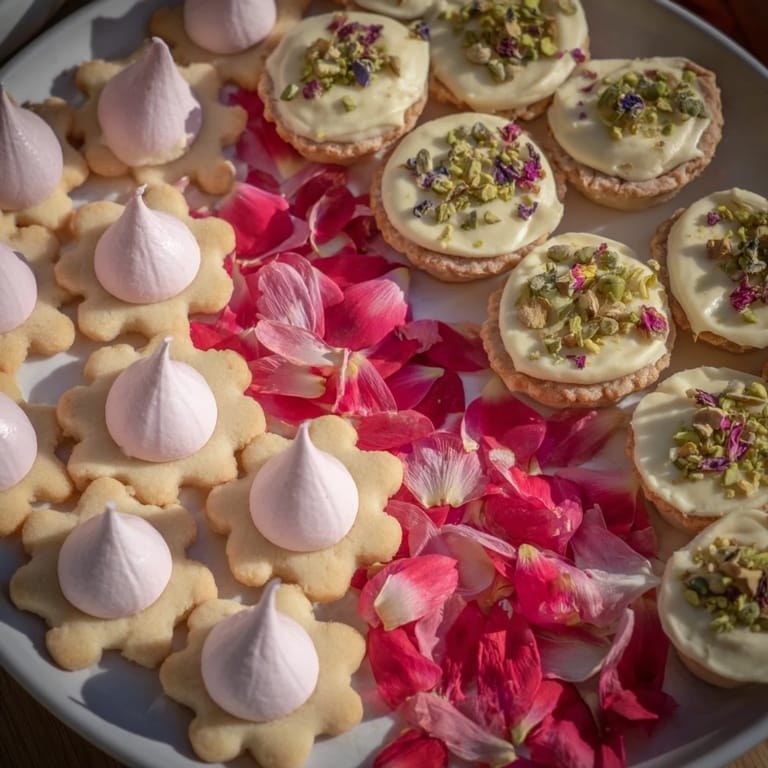 This Daisy Chain Dessert Tray offers a delightful display of colorful sweets and fresh garnishes for the eyes.