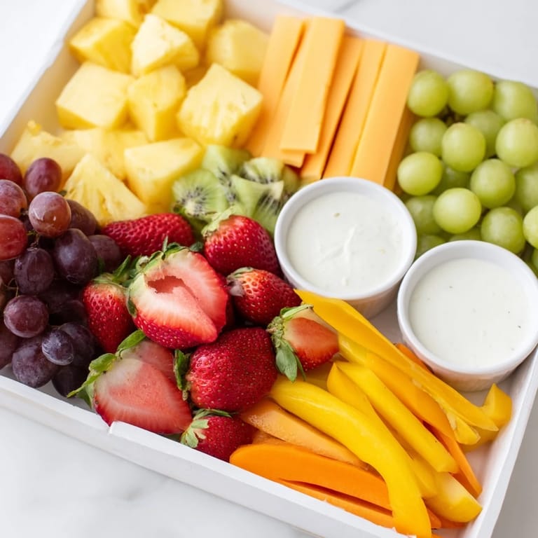 Party-ready Sunshine Snack Tray: This beautiful platter showcases a delicious assortment of healthy treats.