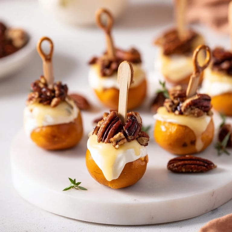 Festive acorn cheese ball bites, a delightful vegetarian appetizer, showcasing creamy, herbed cheese blends.