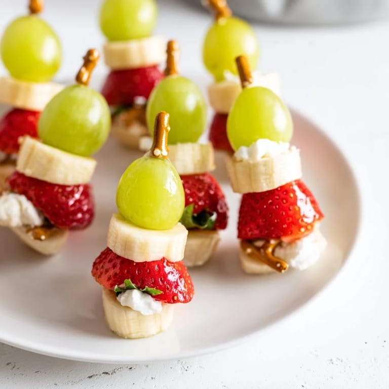Sweet Elf Hat Strawberry Skewers: juicy strawberries form elf hats, ready for a kid-friendly treat.
