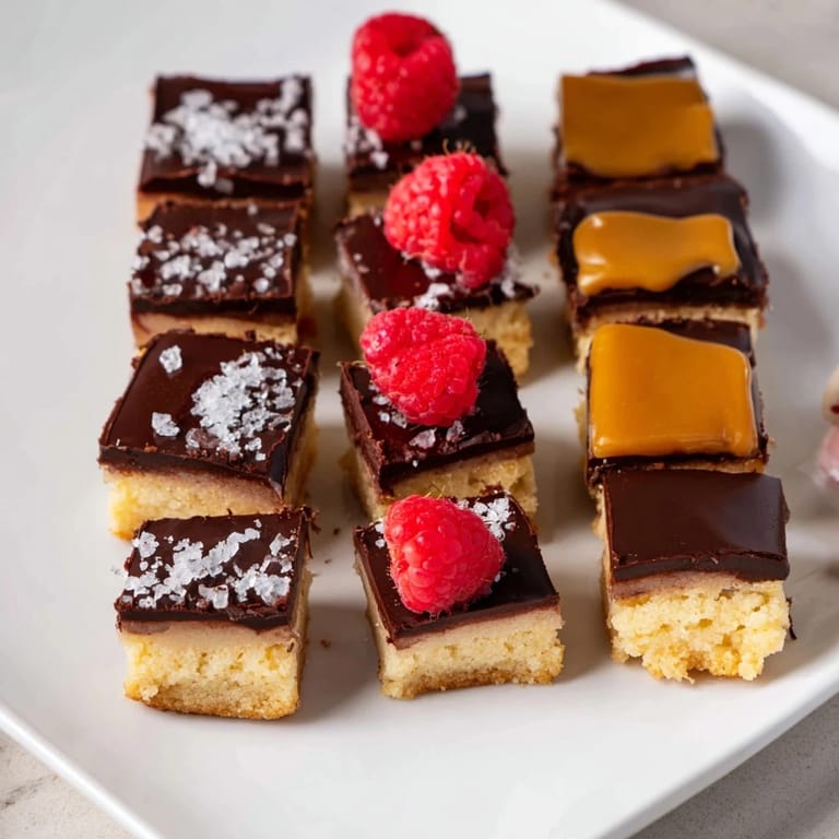 The Checkerboard Terrace dessert presents a colorful 4x4 grid of textures: cream, chocolate, caramel, and crunchy base.