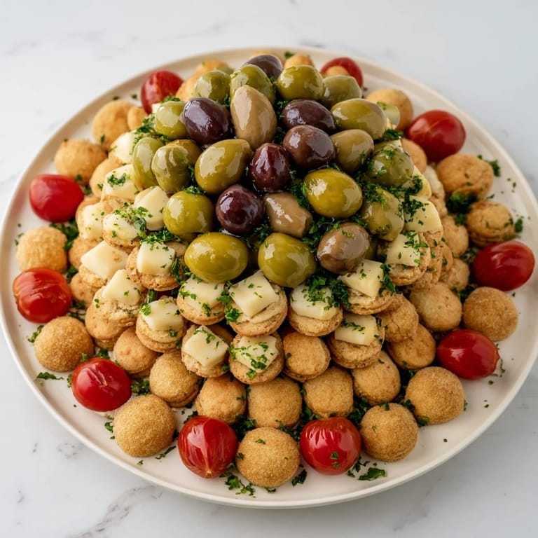 Imagine a vibrant Roman Colosseum Snack Platter with olives and savory crackers arranged to look stunning.
