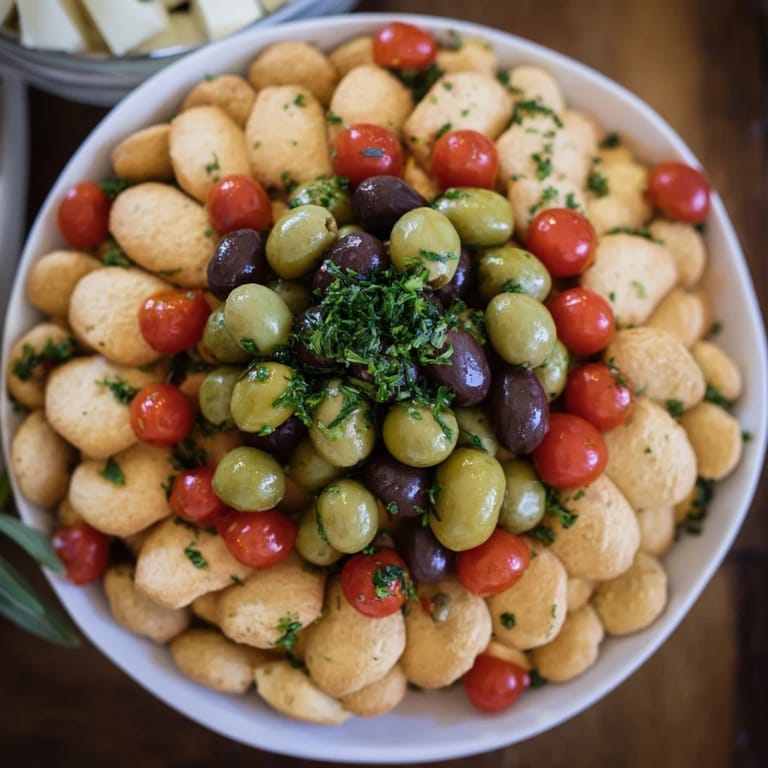 This appealing Roman Colosseum Snack Platter showcases olives and crackers for a fun, Italian-inspired appetizer.