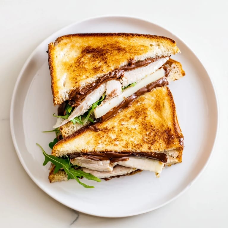 Imagine warm, gooey Nutella grilled cheese with chicken, filled with creamy brie and savory chicken.