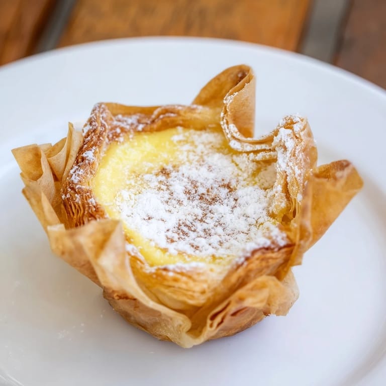 Flaky pastry cups overflowing with creamy, sweet custard—a beautiful photo of Portuguese egg tarts.